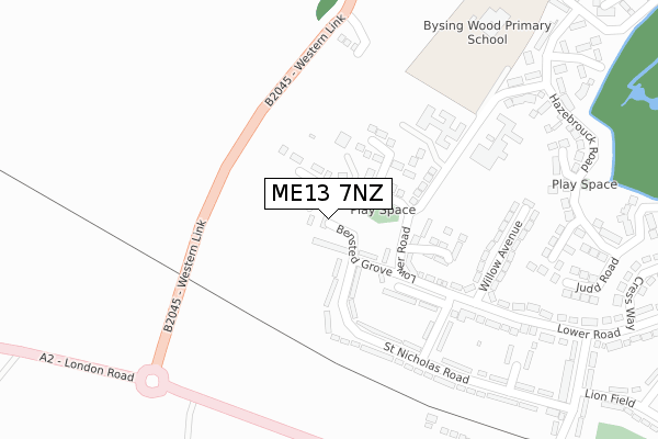 ME13 7NZ map - large scale - OS Open Zoomstack (Ordnance Survey)