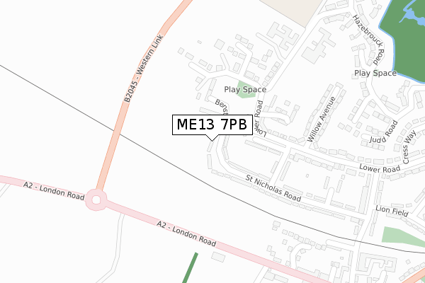 ME13 7PB map - large scale - OS Open Zoomstack (Ordnance Survey)