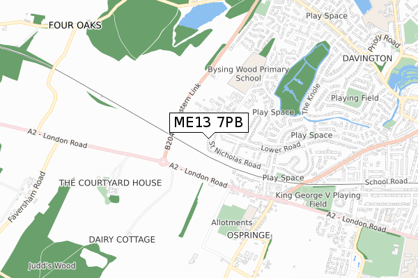 ME13 7PB map - small scale - OS Open Zoomstack (Ordnance Survey)