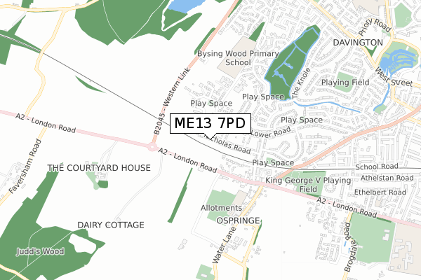 ME13 7PD map - small scale - OS Open Zoomstack (Ordnance Survey)