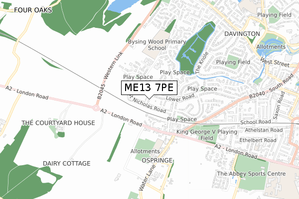 ME13 7PE map - small scale - OS Open Zoomstack (Ordnance Survey)