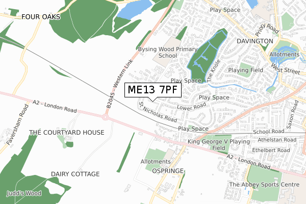 ME13 7PF map - small scale - OS Open Zoomstack (Ordnance Survey)