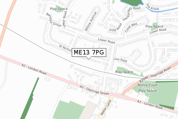 ME13 7PG map - large scale - OS Open Zoomstack (Ordnance Survey)