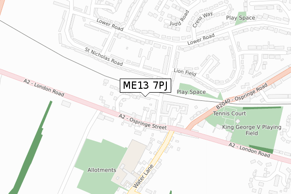 ME13 7PJ map - large scale - OS Open Zoomstack (Ordnance Survey)
