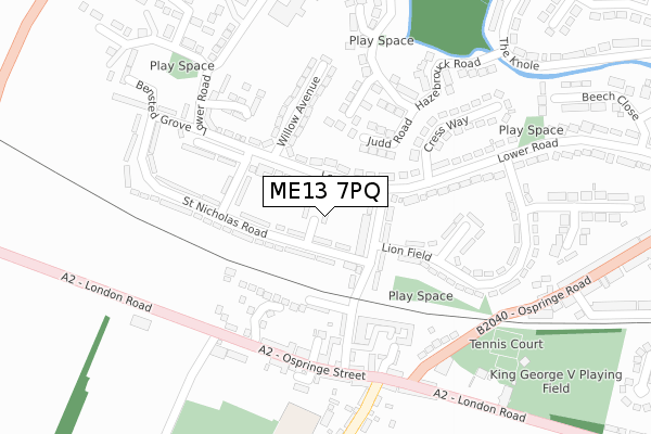 ME13 7PQ map - large scale - OS Open Zoomstack (Ordnance Survey)