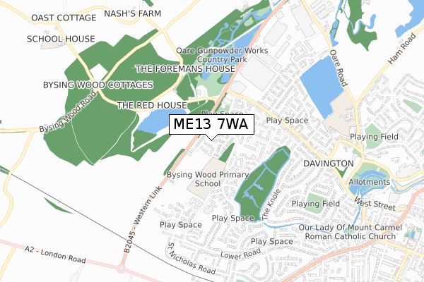 ME13 7WA map - small scale - OS Open Zoomstack (Ordnance Survey)