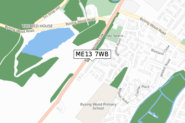 ME13 7WB map - large scale - OS Open Zoomstack (Ordnance Survey)