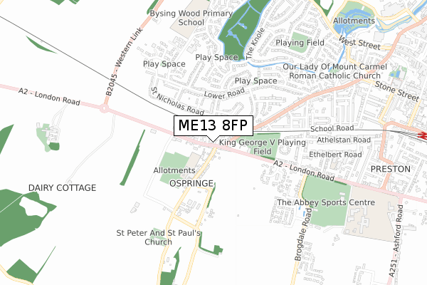 ME13 8FP map - small scale - OS Open Zoomstack (Ordnance Survey)