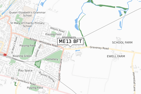 ME13 8FT map - small scale - OS Open Zoomstack (Ordnance Survey)