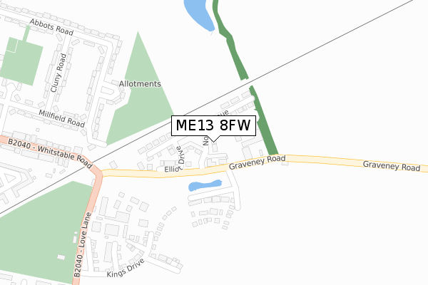 ME13 8FW map - large scale - OS Open Zoomstack (Ordnance Survey)