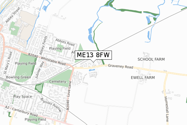 ME13 8FW map - small scale - OS Open Zoomstack (Ordnance Survey)