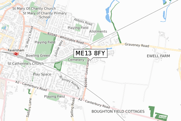 ME13 8FY map - small scale - OS Open Zoomstack (Ordnance Survey)