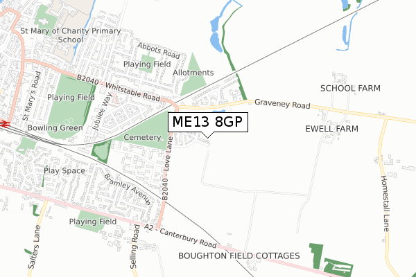 ME13 8GP map - small scale - OS Open Zoomstack (Ordnance Survey)