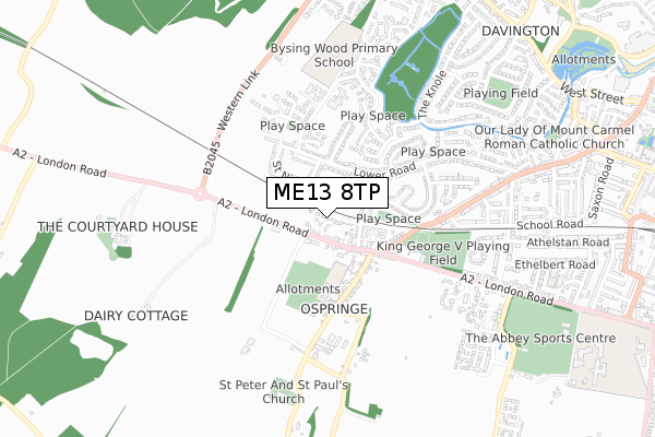 ME13 8TP map - small scale - OS Open Zoomstack (Ordnance Survey)