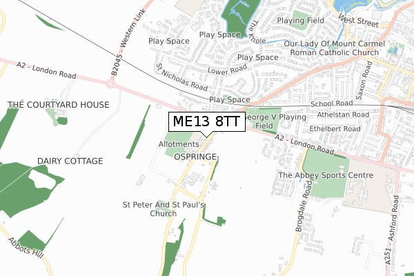 ME13 8TT map - small scale - OS Open Zoomstack (Ordnance Survey)