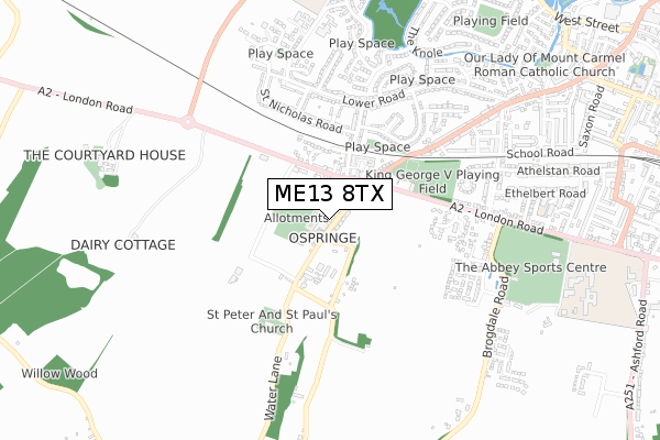 ME13 8TX map - small scale - OS Open Zoomstack (Ordnance Survey)