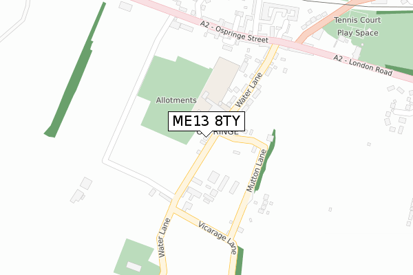 ME13 8TY map - large scale - OS Open Zoomstack (Ordnance Survey)