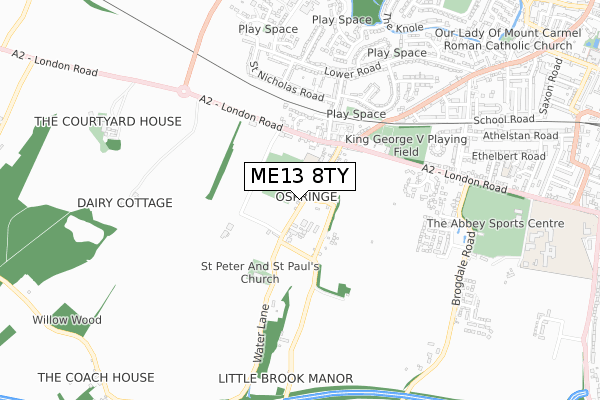 ME13 8TY map - small scale - OS Open Zoomstack (Ordnance Survey)