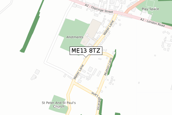 ME13 8TZ map - large scale - OS Open Zoomstack (Ordnance Survey)