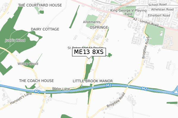 ME13 8XS map - small scale - OS Open Zoomstack (Ordnance Survey)