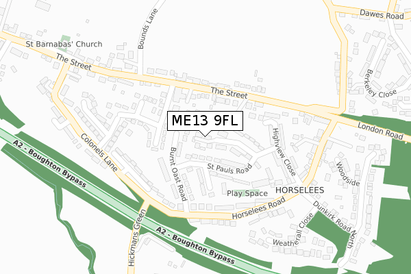 ME13 9FL map - large scale - OS Open Zoomstack (Ordnance Survey)
