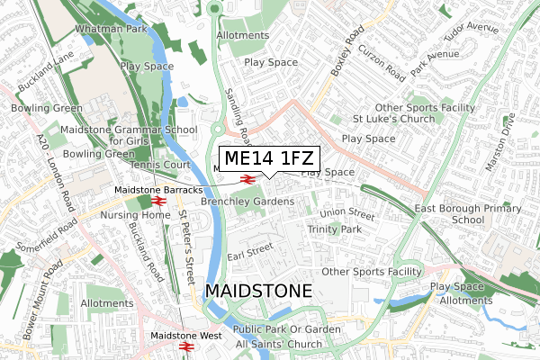 ME14 1FZ map - small scale - OS Open Zoomstack (Ordnance Survey)