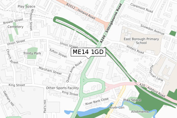 ME14 1GD map - large scale - OS Open Zoomstack (Ordnance Survey)