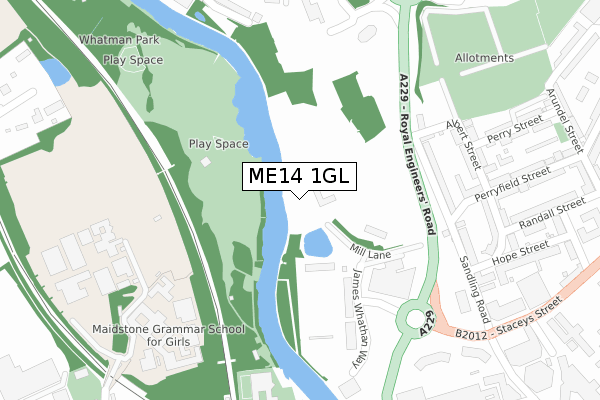 ME14 1GL map - large scale - OS Open Zoomstack (Ordnance Survey)