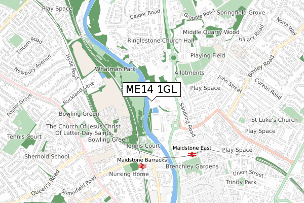 ME14 1GL map - small scale - OS Open Zoomstack (Ordnance Survey)