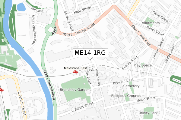 ME14 1RG map - large scale - OS Open Zoomstack (Ordnance Survey)