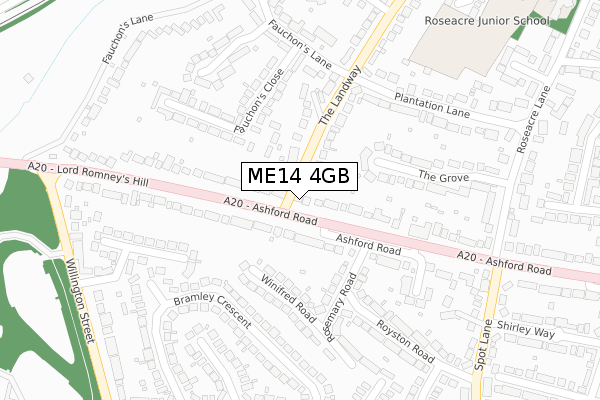 ME14 4GB map - large scale - OS Open Zoomstack (Ordnance Survey)