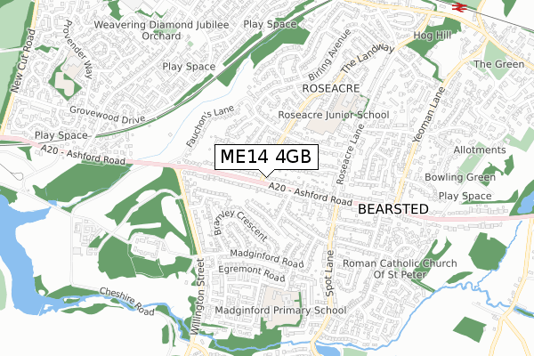 ME14 4GB map - small scale - OS Open Zoomstack (Ordnance Survey)