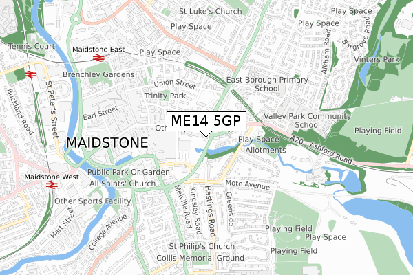 ME14 5GP map - small scale - OS Open Zoomstack (Ordnance Survey)