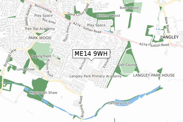 ME14 9WH map - small scale - OS Open Zoomstack (Ordnance Survey)