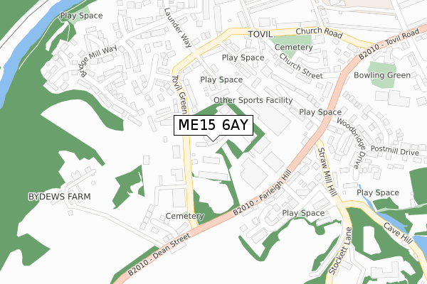 ME15 6AY map - large scale - OS Open Zoomstack (Ordnance Survey)