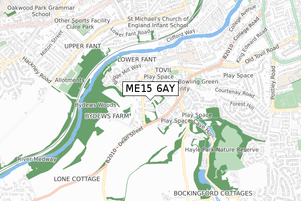 ME15 6AY map - small scale - OS Open Zoomstack (Ordnance Survey)