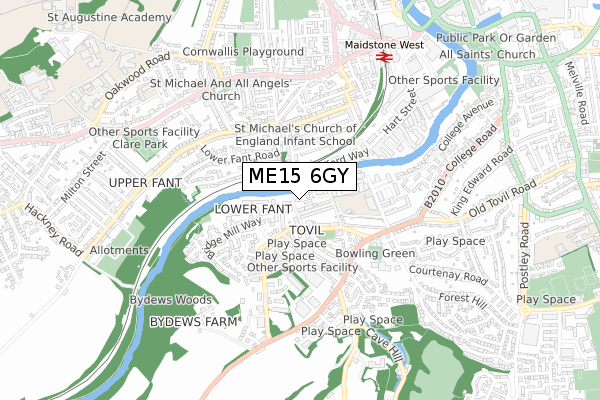 ME15 6GY map - small scale - OS Open Zoomstack (Ordnance Survey)