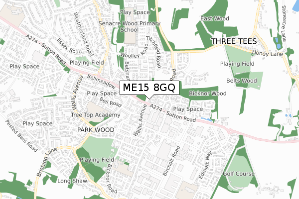 ME15 8GQ map - small scale - OS Open Zoomstack (Ordnance Survey)