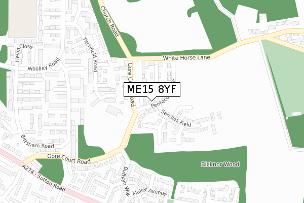 ME15 8YF map - large scale - OS Open Zoomstack (Ordnance Survey)