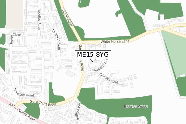 ME15 8YG map - large scale - OS Open Zoomstack (Ordnance Survey)