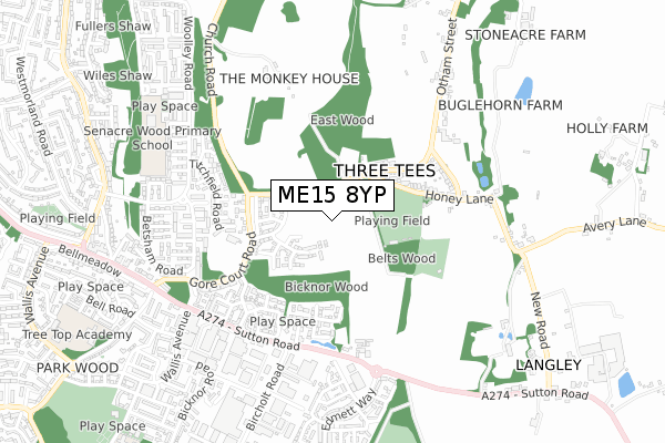 ME15 8YP map - small scale - OS Open Zoomstack (Ordnance Survey) ME15 8YP map - small scale - OS Open Zoomstack (Ordnance Survey)