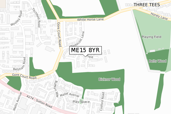 ME15 8YR map - large scale - OS Open Zoomstack (Ordnance Survey)