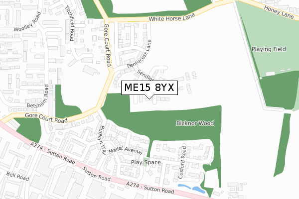 ME15 8YX map - large scale - OS Open Zoomstack (Ordnance Survey)