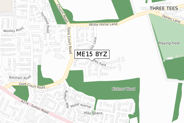 ME15 8YZ map - large scale - OS Open Zoomstack (Ordnance Survey)