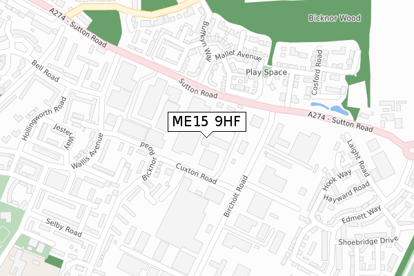 ME15 9HF map - large scale - OS Open Zoomstack (Ordnance Survey)
