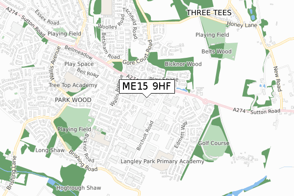 ME15 9HF map - small scale - OS Open Zoomstack (Ordnance Survey)