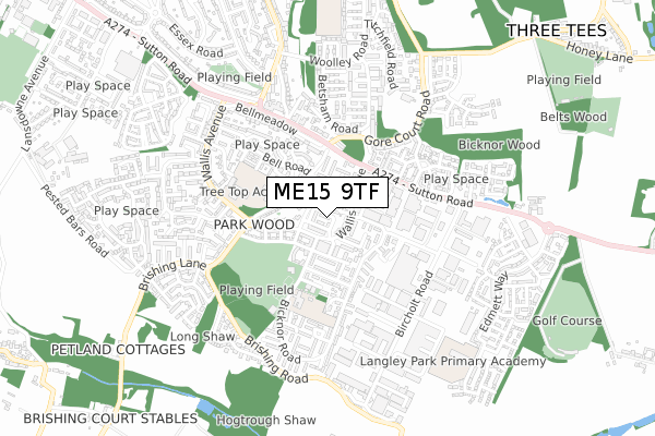 ME15 9TF map - small scale - OS Open Zoomstack (Ordnance Survey)