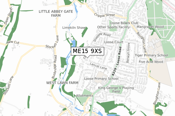 ME15 9XS map - small scale - OS Open Zoomstack (Ordnance Survey) ME15 9XS map - small scale - OS Open Zoomstack (Ordnance Survey)