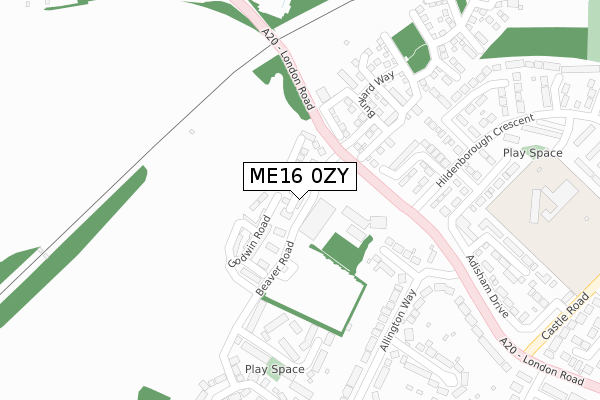 ME16 0ZY map - large scale - OS Open Zoomstack (Ordnance Survey)