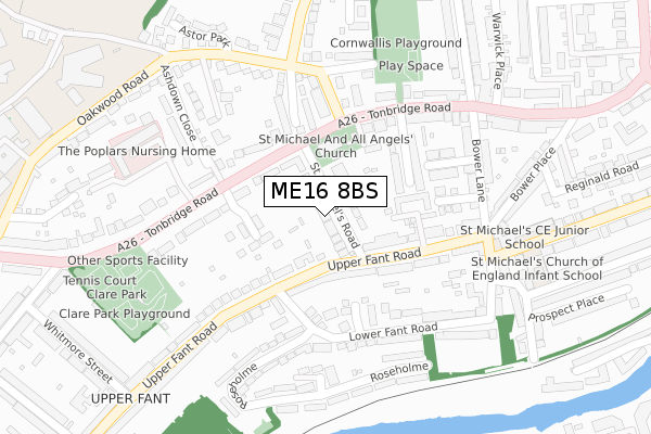 ME16 8BS map - large scale - OS Open Zoomstack (Ordnance Survey)
